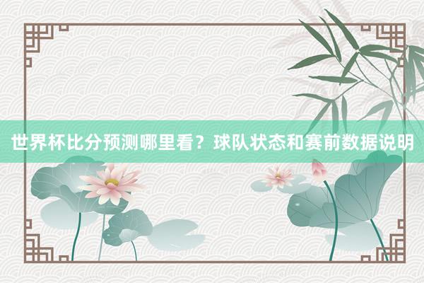 世界杯比分预测哪里看？球队状态和赛前数据说明